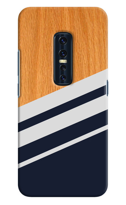 Blue and white wooden Vivo V17 Pro Hard Case Back Cover by Casekaro