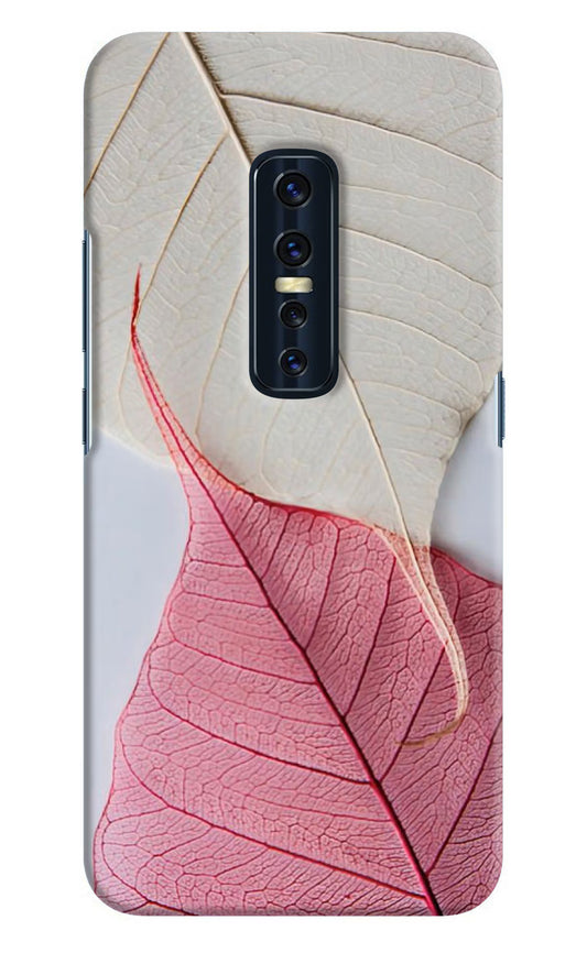 White Pink Leaf Vivo V17 Pro Hard Case Back Cover by Casekaro