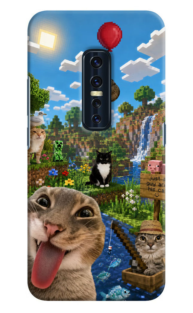 Minecraft Cat Chaos Vivo V17 Pro Hard Case Back Cover by Casekaro