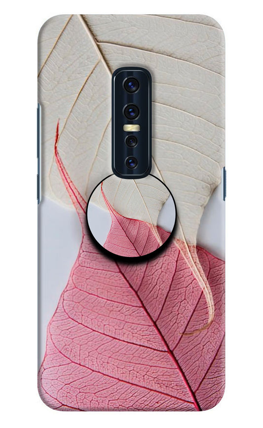 White Pink Leaf Vivo V17 Pro Pop Case by Casekaro