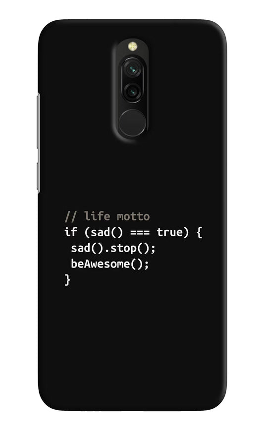 Life Motto Code Redmi 8 Hard Case Back Cover by Casekaro