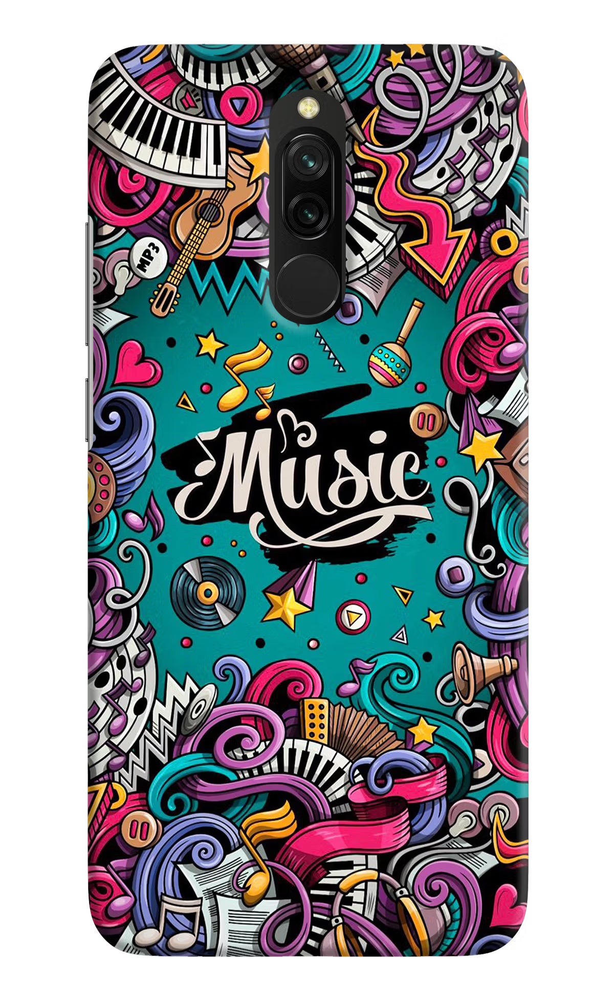 Music Graffiti Redmi 8 Hard Case Back Cover by Casekaro