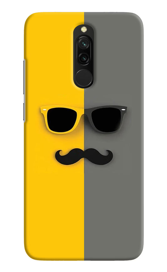 Sunglasses with Mustache Redmi 8 Hard Case Back Cover by Casekaro