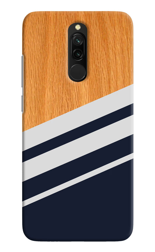 Blue and white wooden Redmi 8 Hard Case Back Cover by Casekaro