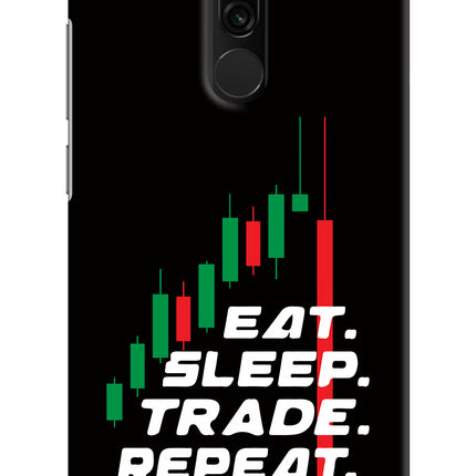 Eat Sleep Trade Repeat Redmi 8 Hard Case Back Cover by Casekaro