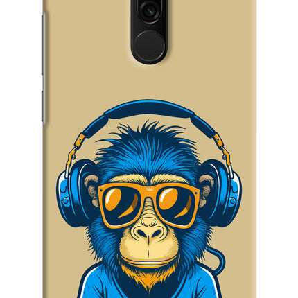Monkey Headphone Redmi 8 Hard Case Back Cover by Casekaro