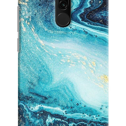 Blue Glitter Marble Redmi 8 Hard Case Back Cover by Casekaro