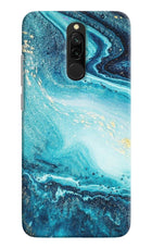 Blue Glitter Marble Redmi 8 Hard Case Back Cover by Casekaro