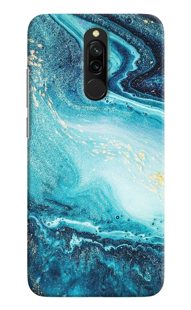 Blue Glitter Marble Redmi 8 Hard Case Back Cover by Casekaro