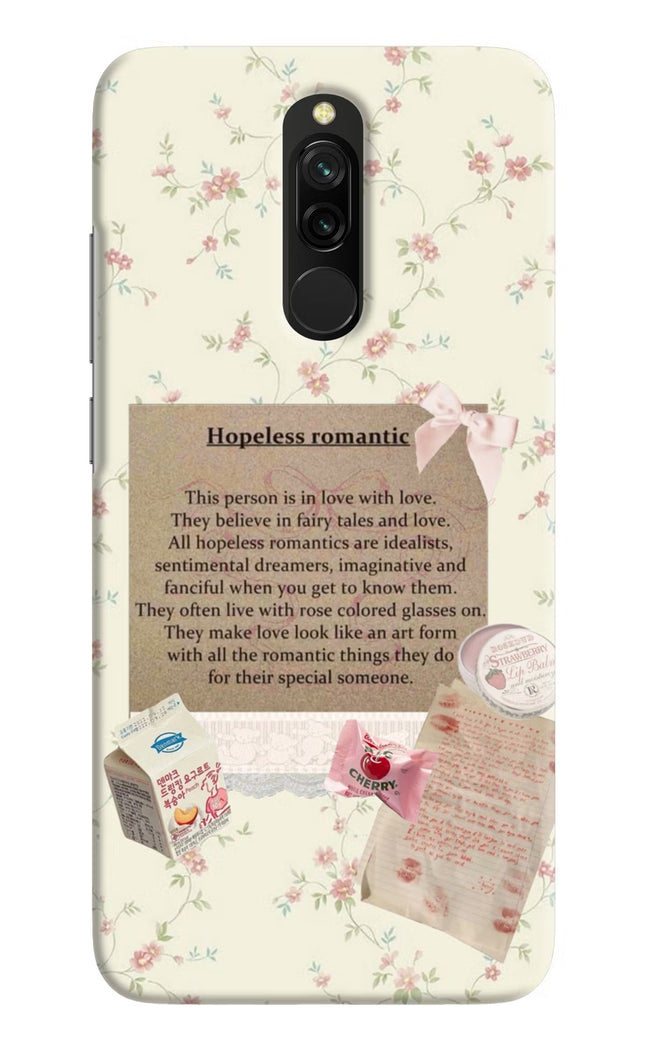 Hopeless Romantic Redmi 8 Hard Case Back Cover by Casekaro