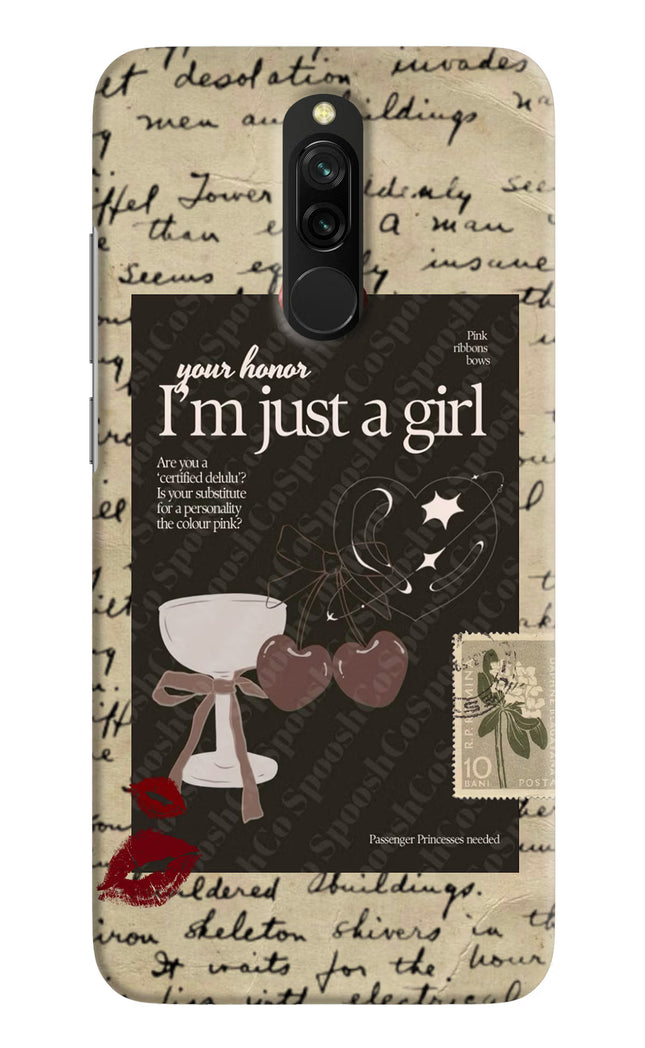 I am just a girl Redmi 8 Hard Case Back Cover by Casekaro