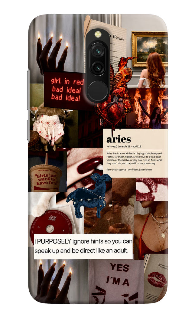 Zodiac Aries Redmi 8 Hard Case Back Cover by Casekaro