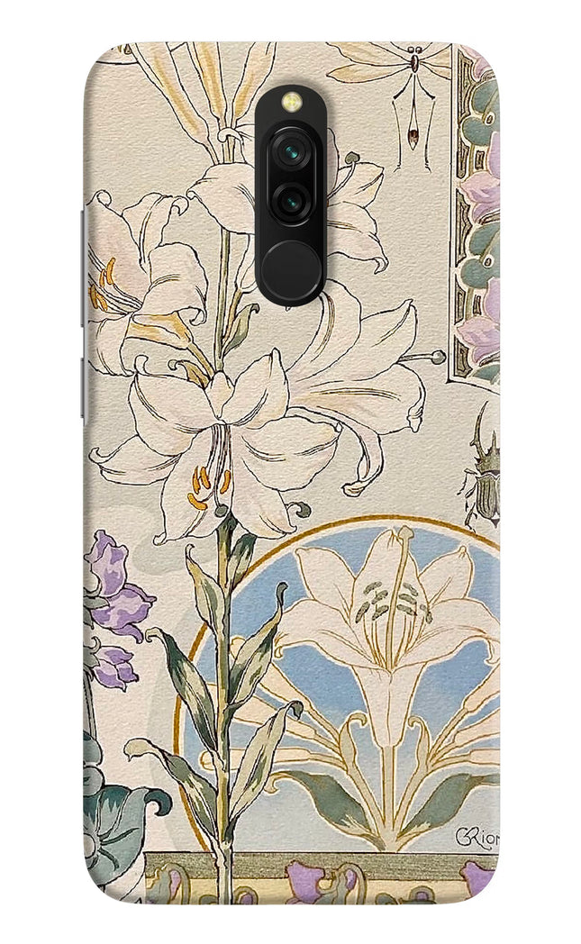 White Lily Redmi 8 Hard Case Back Cover by Casekaro
