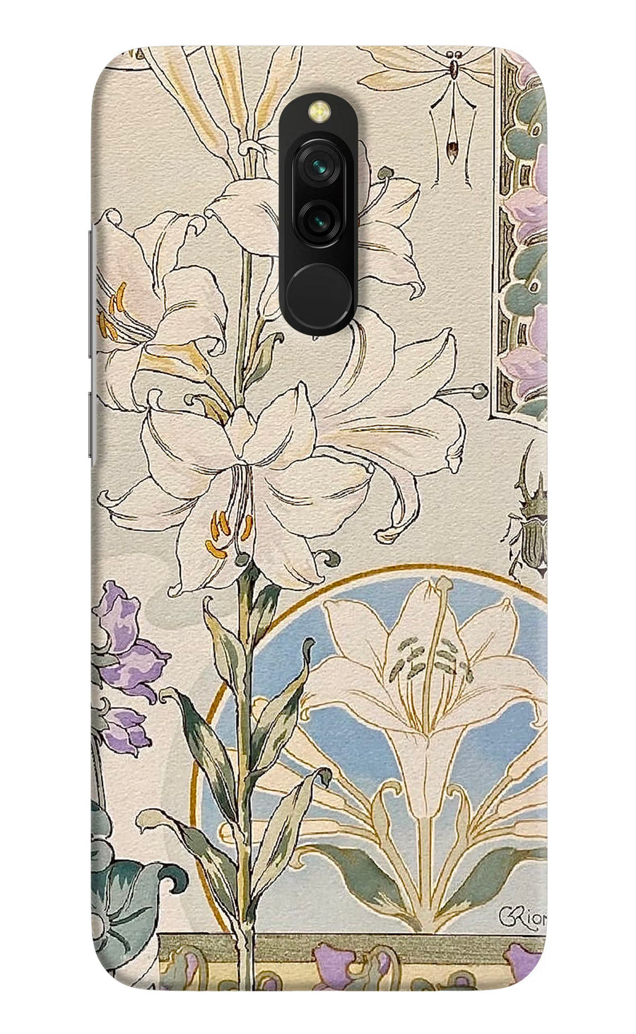 White Lily Redmi 8 Back Cover, Hard case