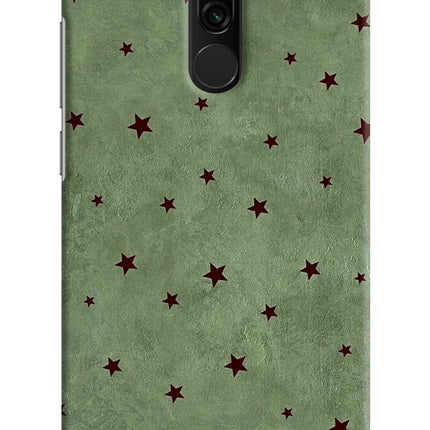 Green Stars Redmi 8 Hard Case Back Cover by Casekaro