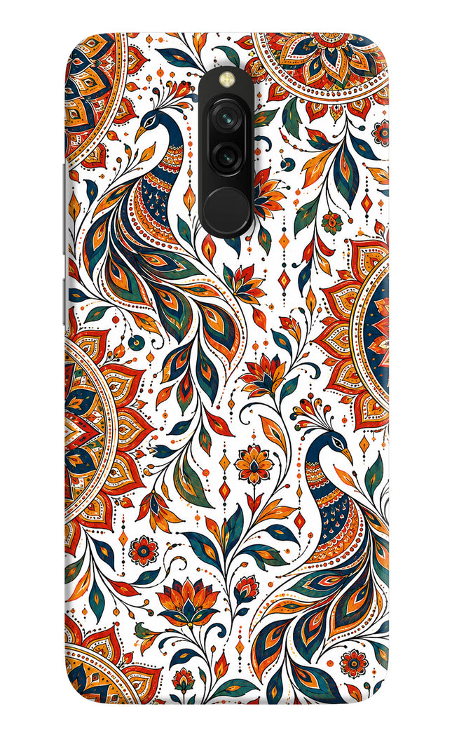 White Mayura Redmi 8 Hard Case Back Cover by Casekaro