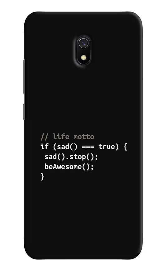 Life Motto Code Redmi 8A Hard Case Back Cover by Casekaro