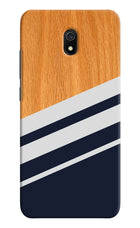 Blue and white wooden Redmi 8A Hard Case Back Cover by Casekaro