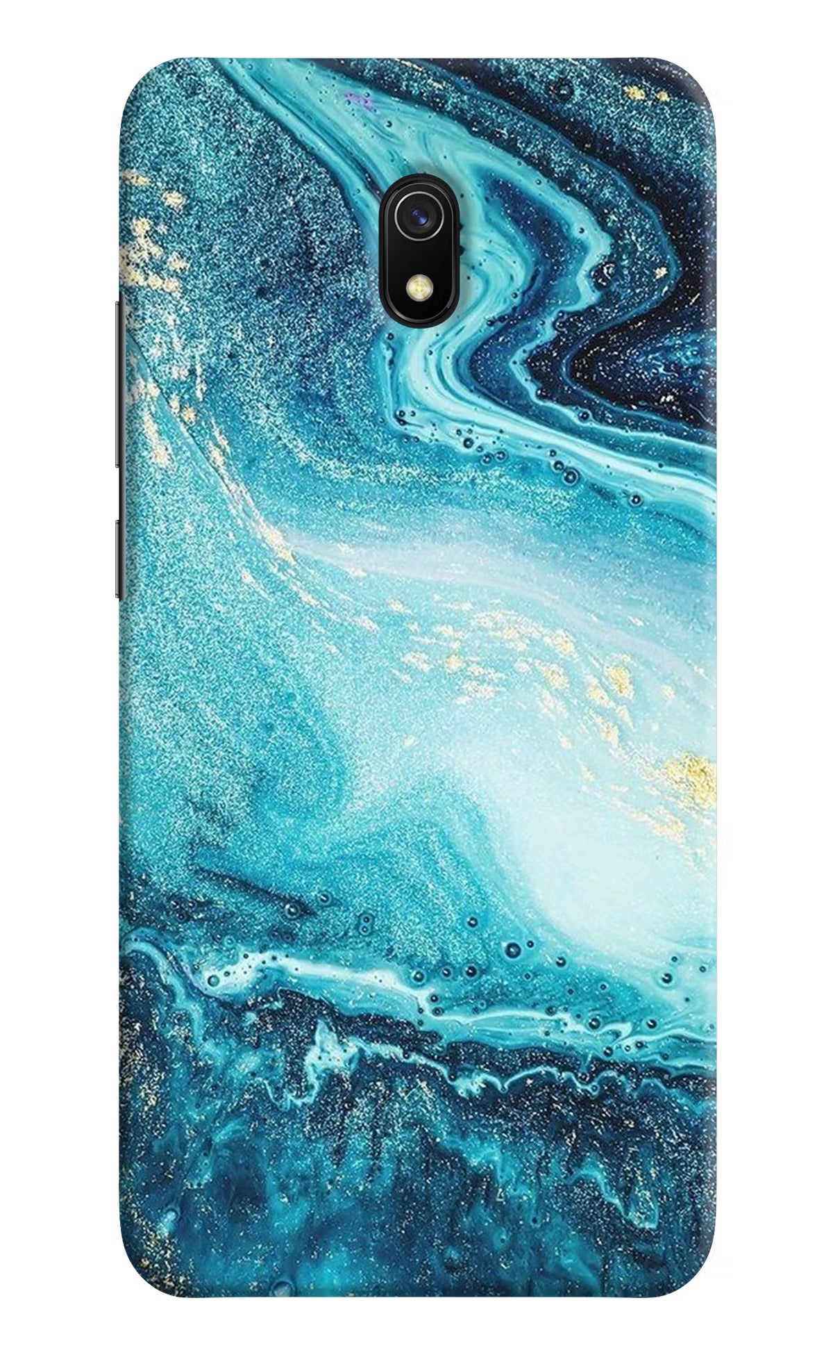 Blue Glitter Marble Redmi 8A Hard Case Back Cover by Casekaro