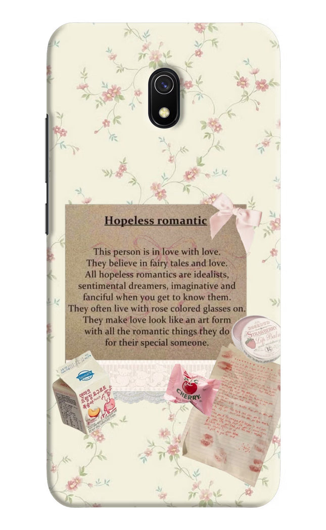 Hopeless Romantic Redmi 8A Hard Case Back Cover by Casekaro