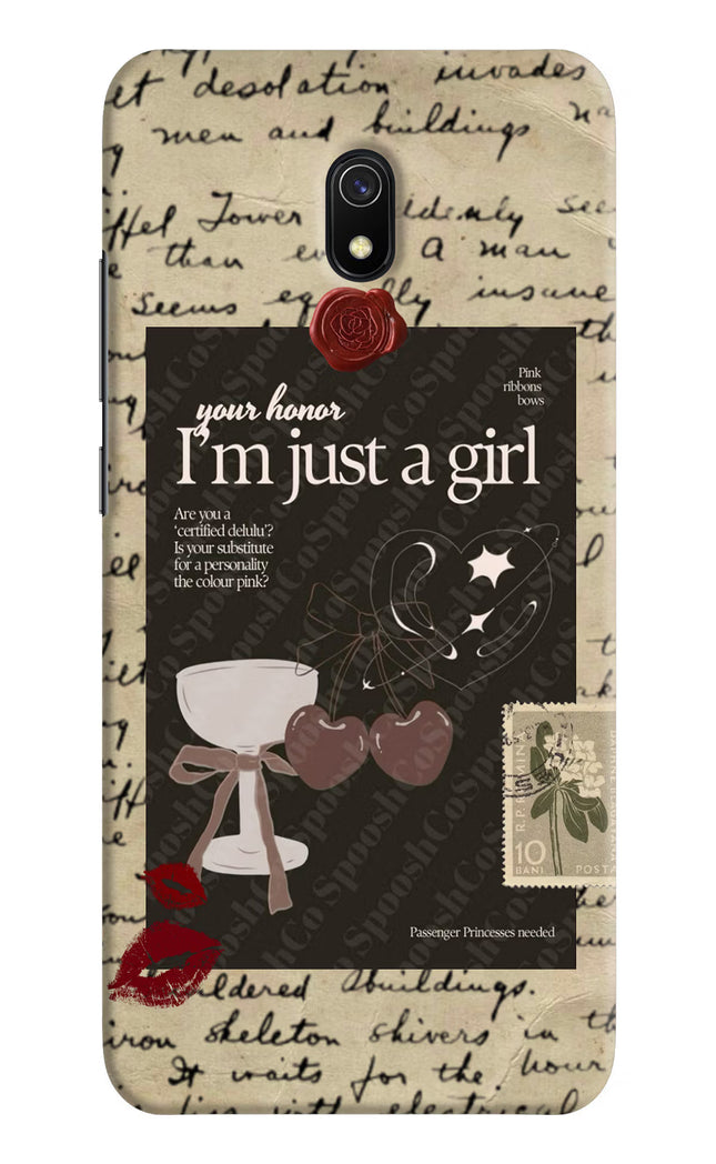 I am just a girl Redmi 8A Hard Case Back Cover by Casekaro
