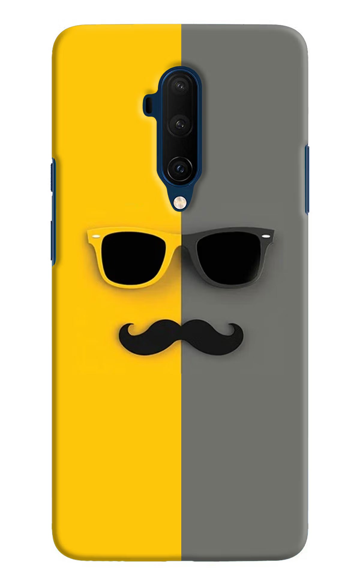 Sunglasses with Mustache Oneplus 7T Pro Hard Case Back Cover by Casekaro