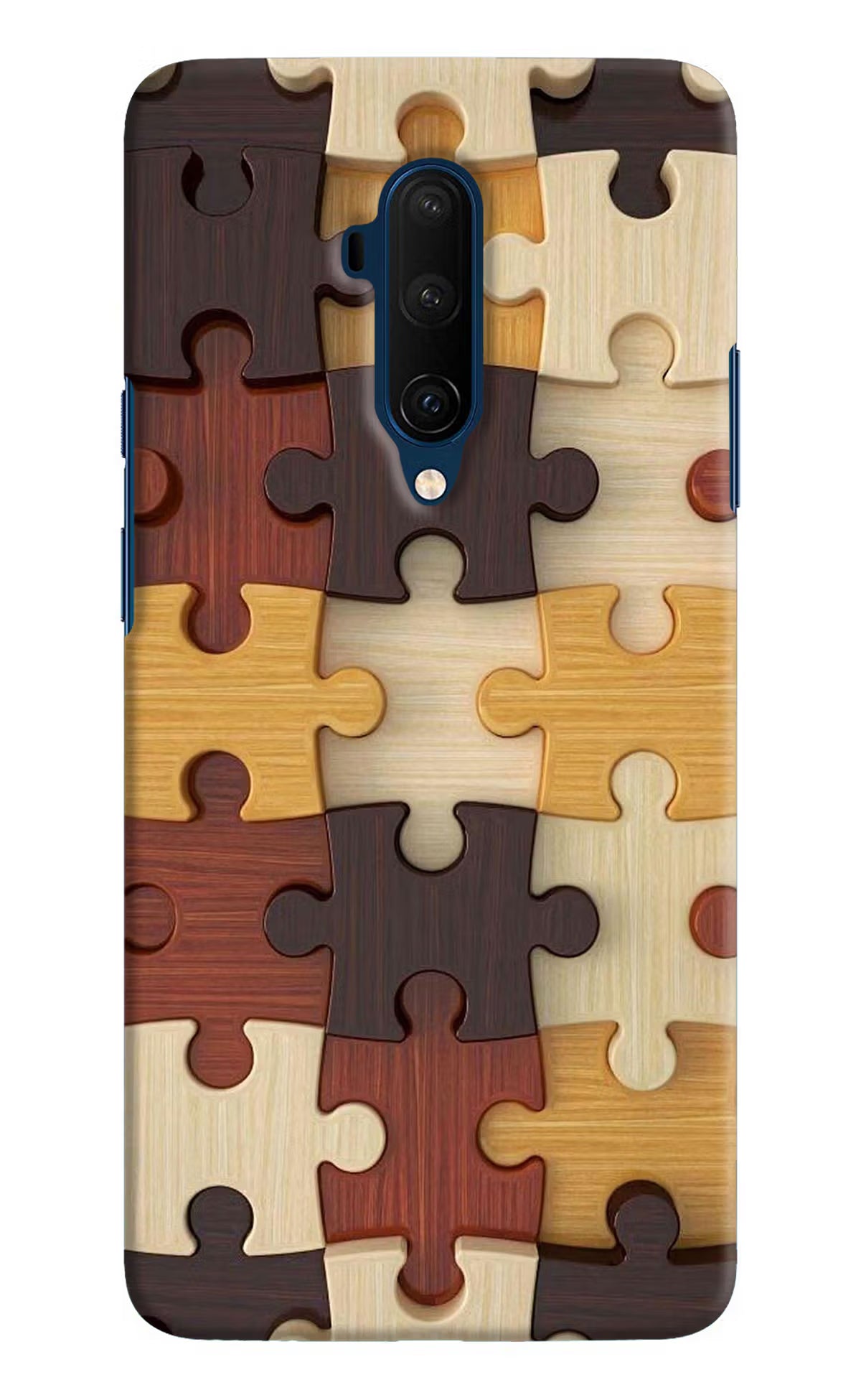 Wooden Puzzle Oneplus 7T Pro Hard Case Back Cover by Casekaro