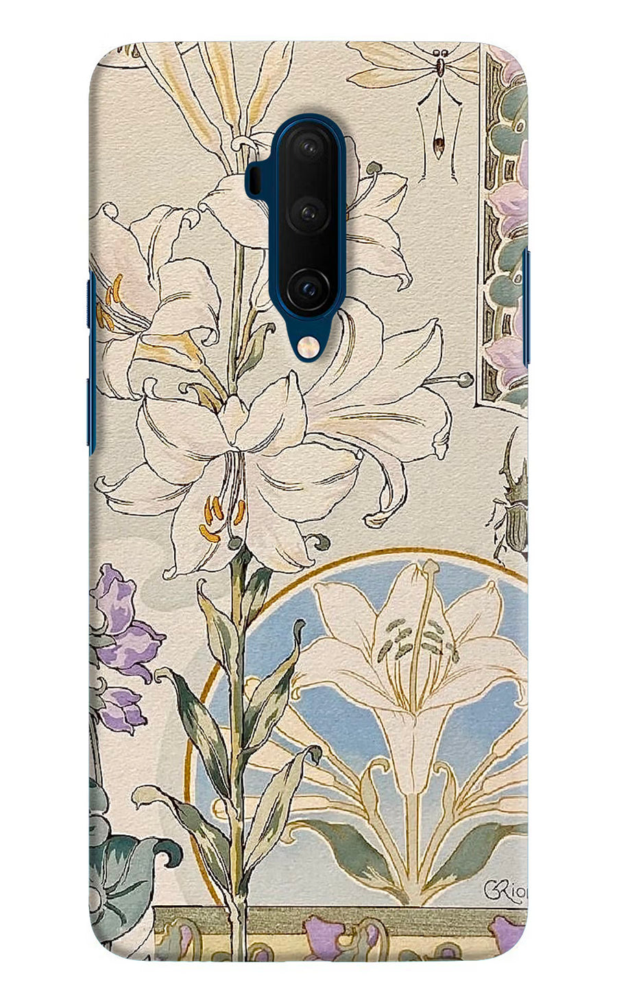 White Lily Oneplus 7T Pro Back Cover, Hard case