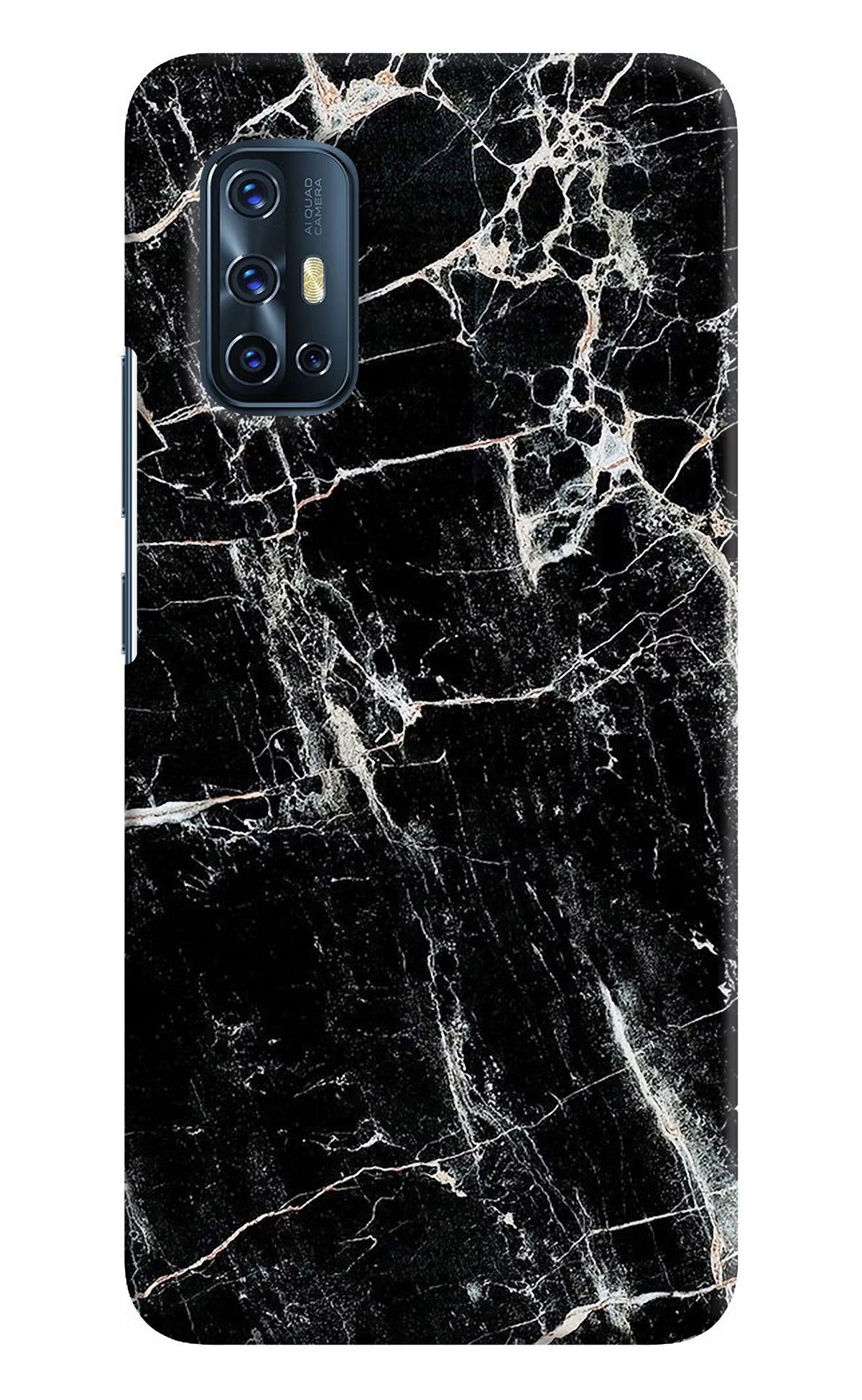 Black Marble Texture Vivo V17 Hard Case Back Cover by Casekaro