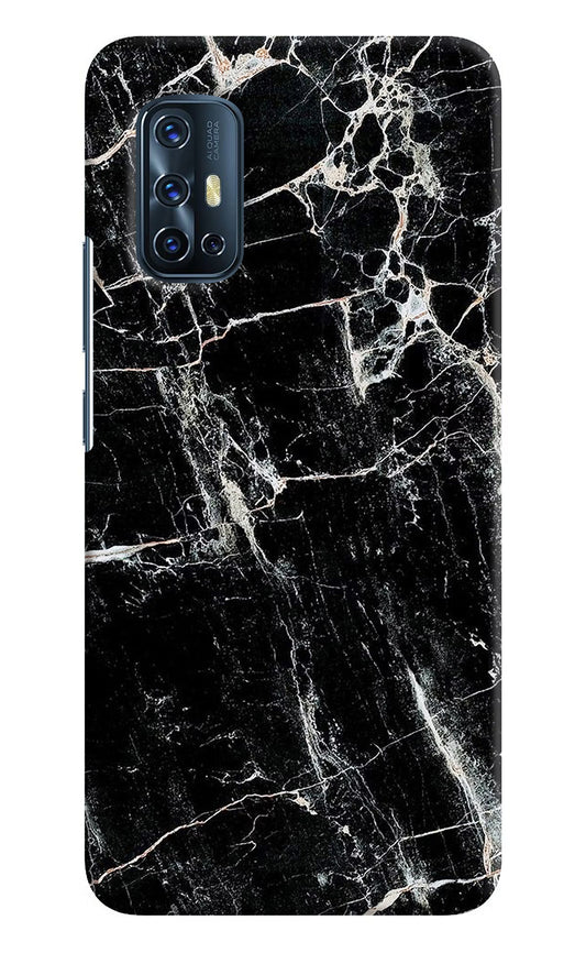 Black Marble Texture Vivo V17 Hard Case Back Cover by Casekaro