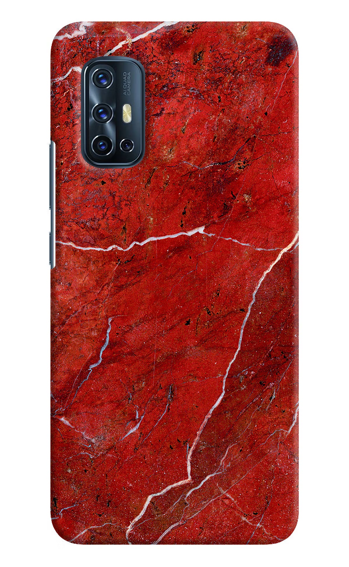 Red Marble Design Vivo V17 Hard Case Back Cover by Casekaro
