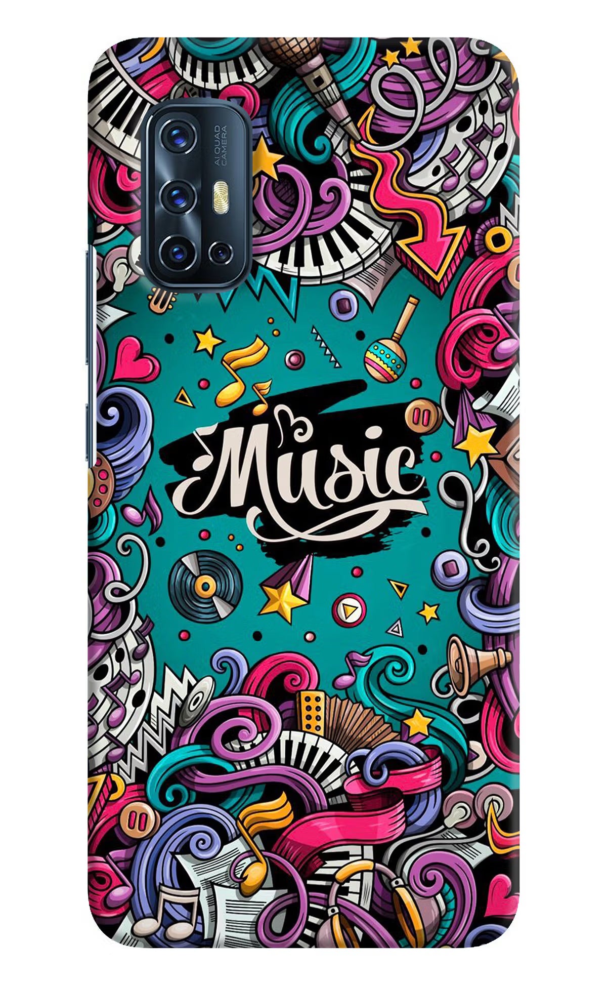 Music Graffiti Vivo V17 Hard Case Back Cover by Casekaro