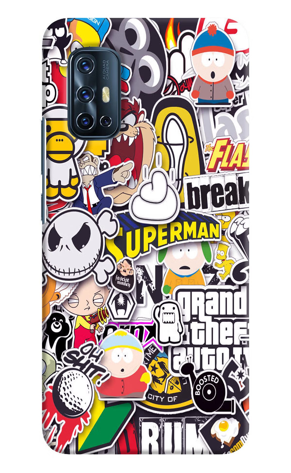 Sticker Bomb Vivo V17 Hard Case Back Cover by Casekaro
