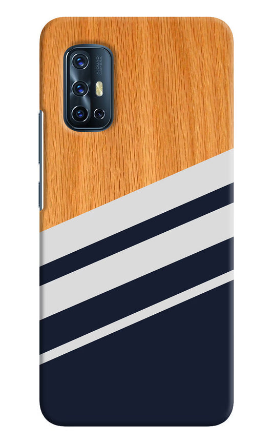 Blue and white wooden Vivo V17 Hard Case Back Cover by Casekaro