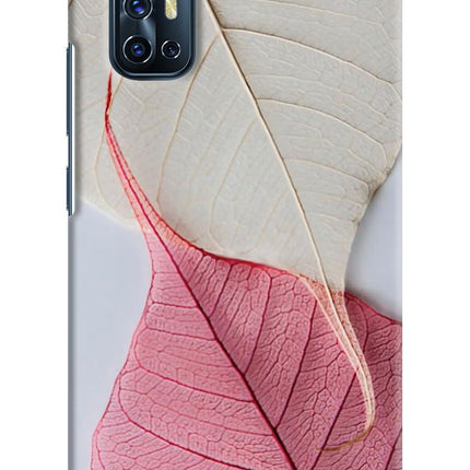 White Pink Leaf Vivo V17 Hard Case Back Cover by Casekaro