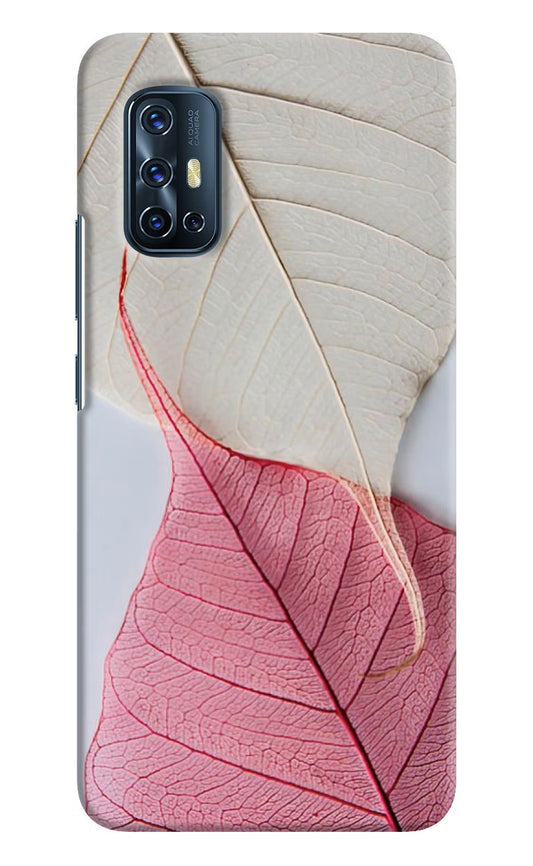 White Pink Leaf Vivo V17 Hard Case Back Cover by Casekaro