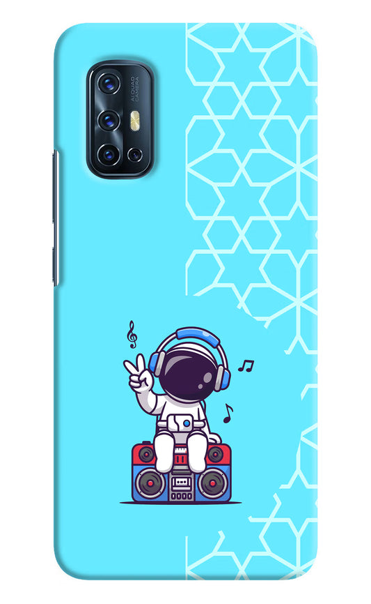 Cute Astronaut Chilling Vivo V17 Hard Case Back Cover by Casekaro