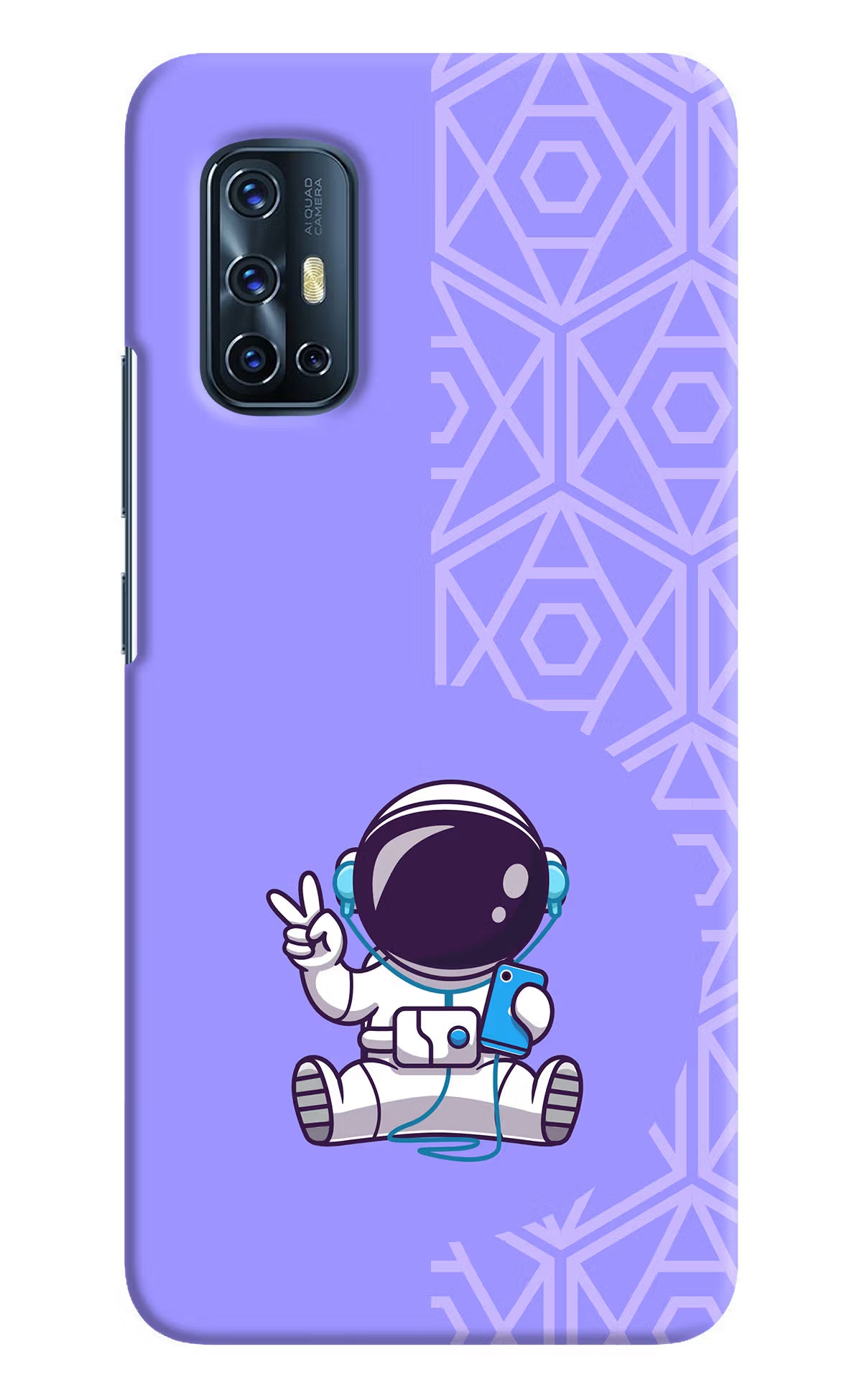 Cute Astronaut Chilling Vivo V17 Hard Case Back Cover by Casekaro