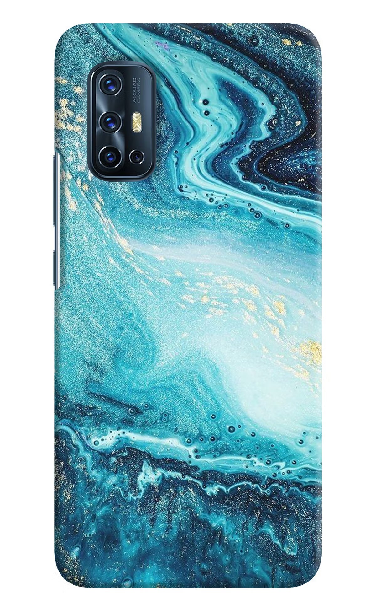 Blue Glitter Marble Vivo V17 Hard Case Back Cover by Casekaro