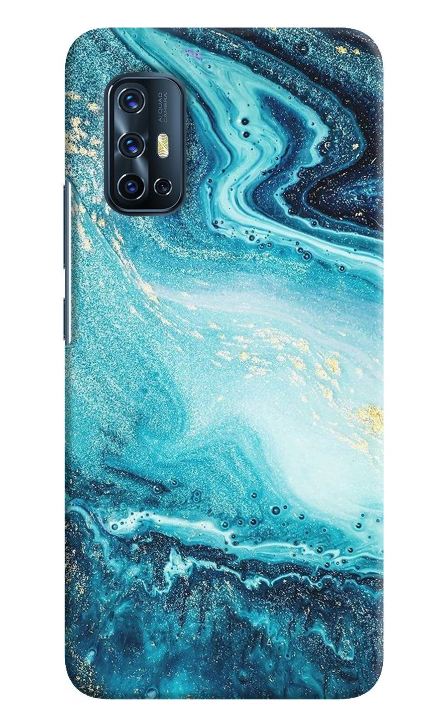 Blue Glitter Marble Vivo V17 Back Cover, Hard case