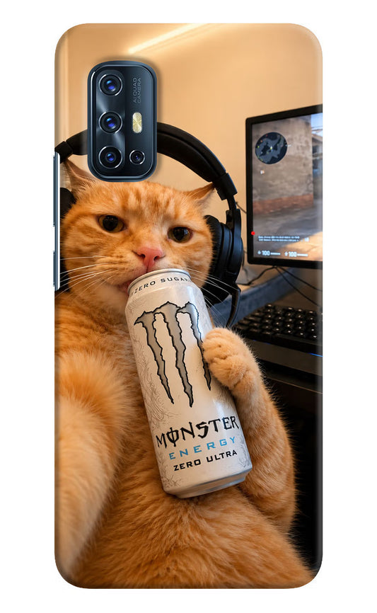 Gamer Cat Energy Vivo V17 Hard Case Back Cover by Casekaro