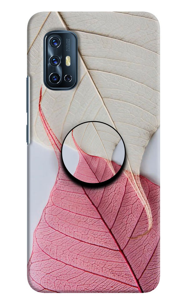 White Pink Leaf Vivo V17 Pop Case by Casekaro