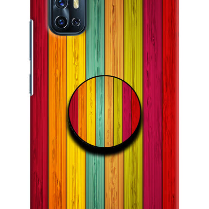 Multicolor Wooden Vivo V17 Pop Case by Casekaro