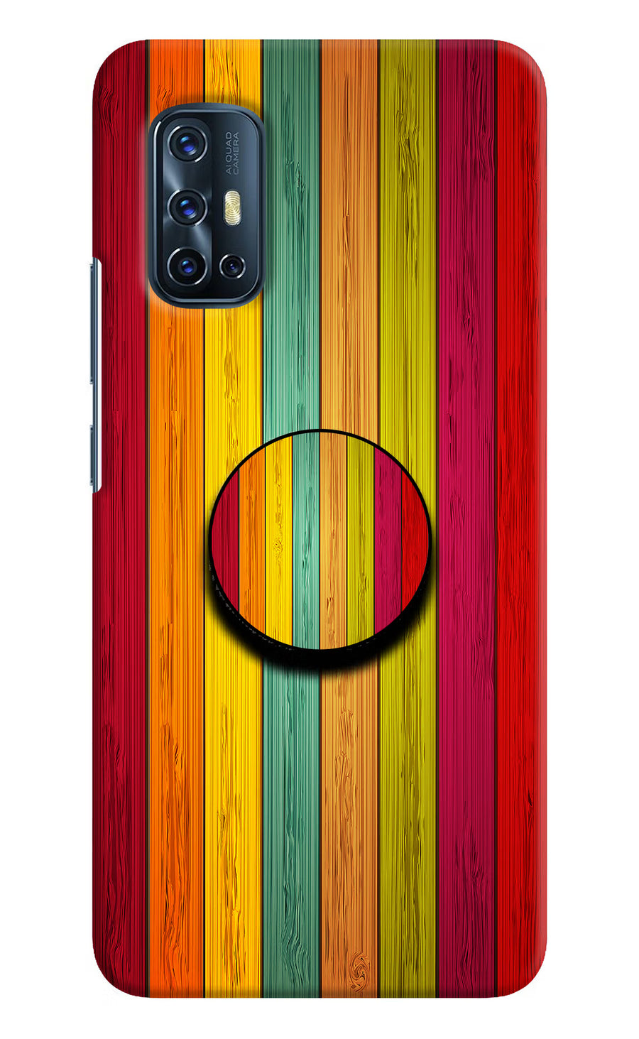 Multicolor Wooden Vivo V17 Pop Case, Hard case
