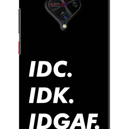 Idc Idk Idgaf Vivo S1 Pro Hard Case Back Cover by Casekaro