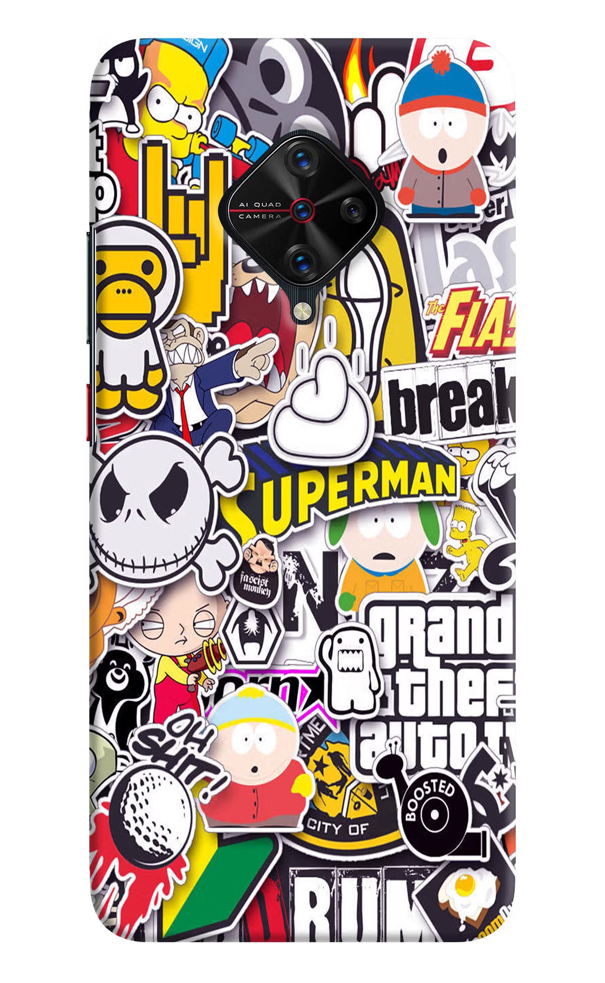 Sticker Bomb Vivo S1 Pro Hard Case Back Cover by Casekaro
