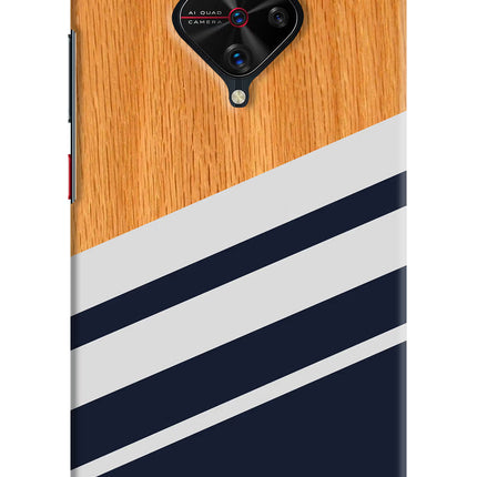 Blue and white wooden Vivo S1 Pro Hard Case Back Cover by Casekaro
