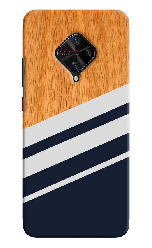 Blue and white wooden Vivo S1 Pro Hard Case Back Cover by Casekaro