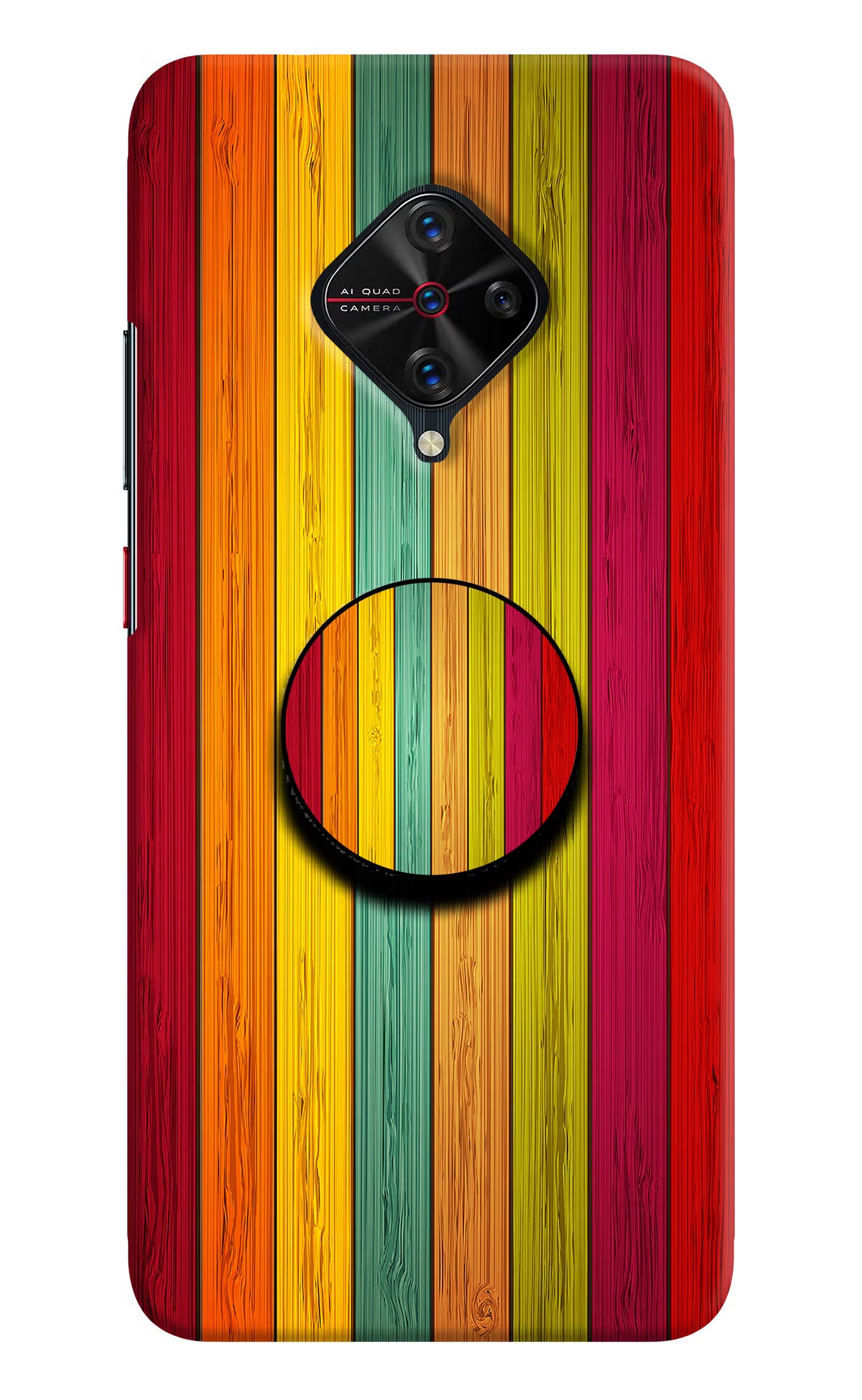Multicolor Wooden Vivo S1 Pro Pop Case by Casekaro