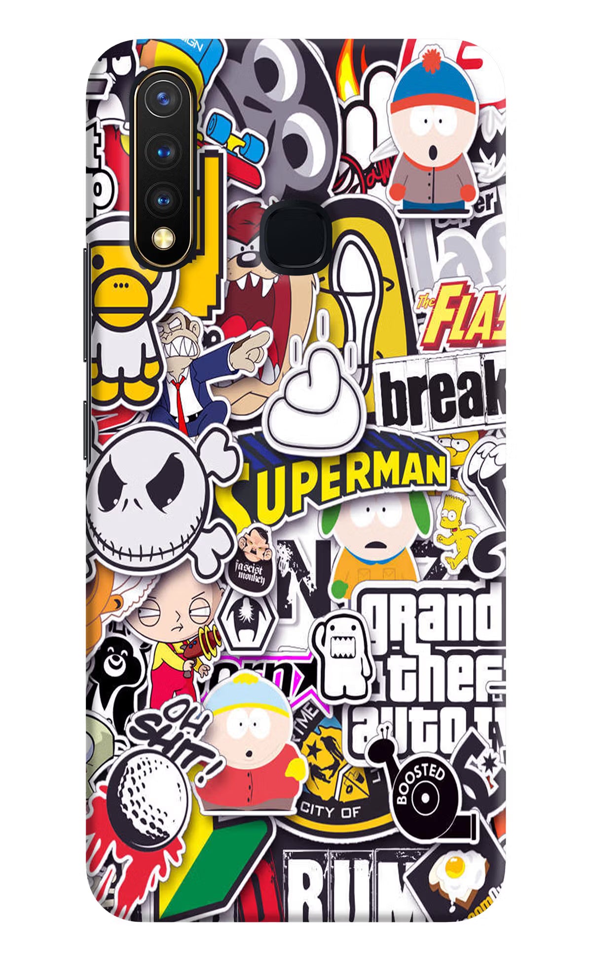 Sticker Bomb Vivo Y19/U20 Hard Case Back Cover by Casekaro